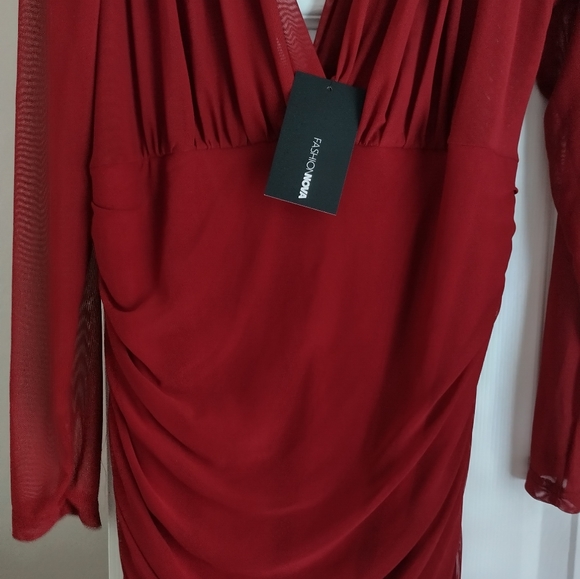 Sheer Goes Nothing Mini Dress "wine" - Picture 4 of 4